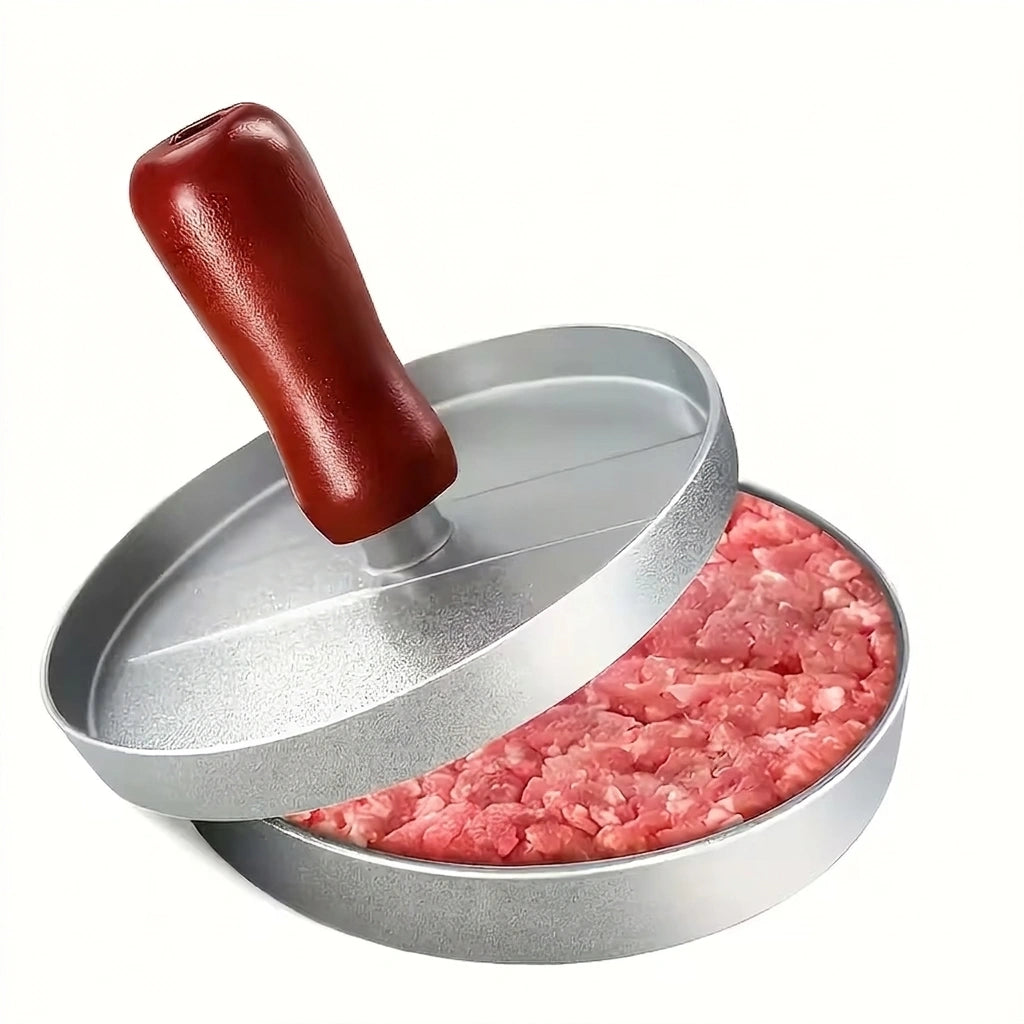 Prensa para Hamburguesas de Aluminio Antiadherente – Molde Redondo Manual