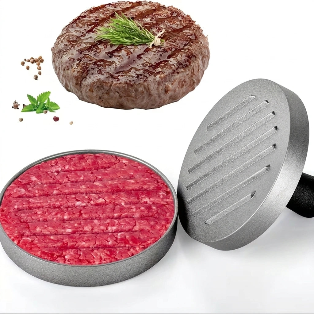 Prensa para Hamburguesas de Aluminio Antiadherente – Molde Redondo Manual