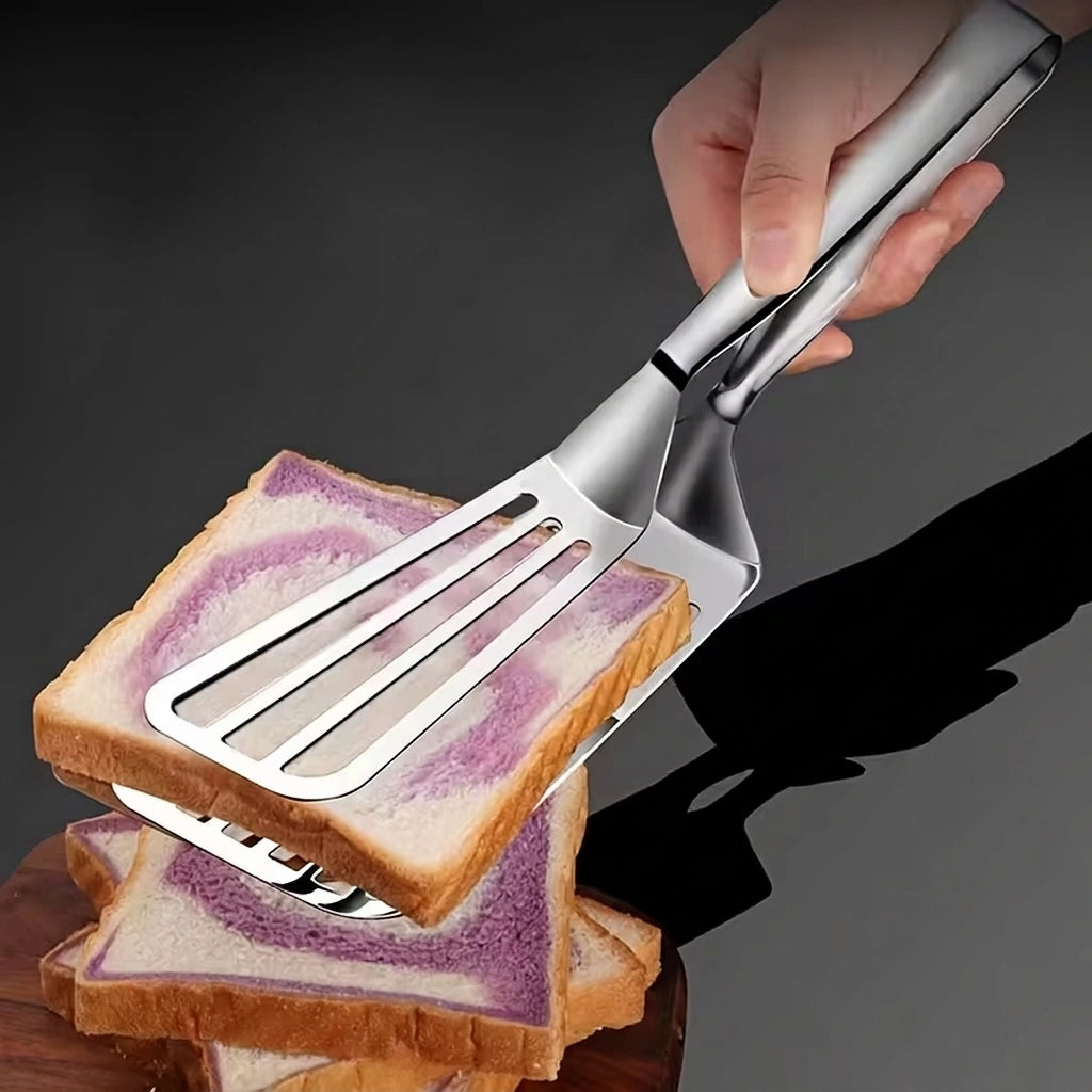 Pinza Espátula de Acero Inoxidable 2 en 1 – Ideal para Pescado y Carne